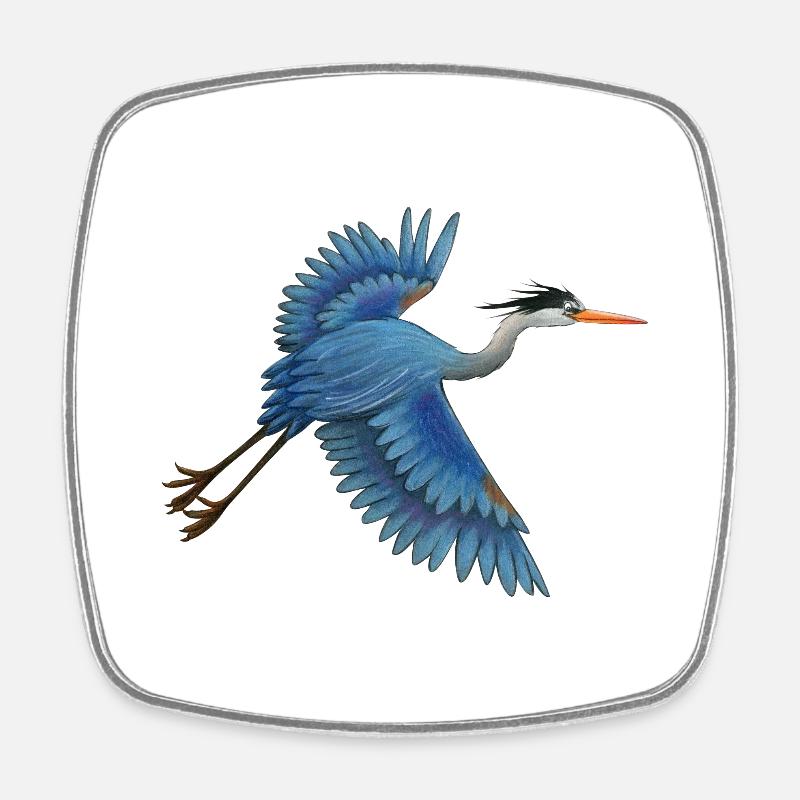blue heron - Square fridge magnet - white