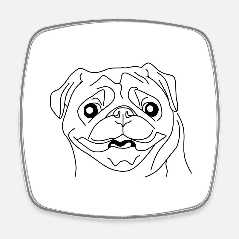 Pug Face - Le compagnon mignon - Magnet carré - blanc