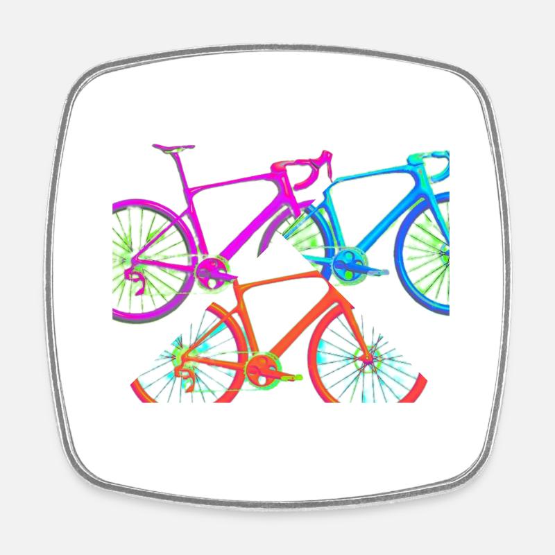 Colorful bikes - Square fridge magnet - white