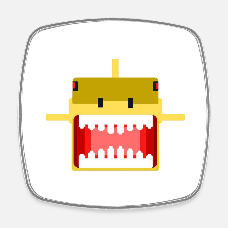 Requin PixelArt - Magnet carré - blanc