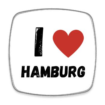 I Love Hamburg - Viereckiger Kühlschrankmagnet - Weiß - Vorne
