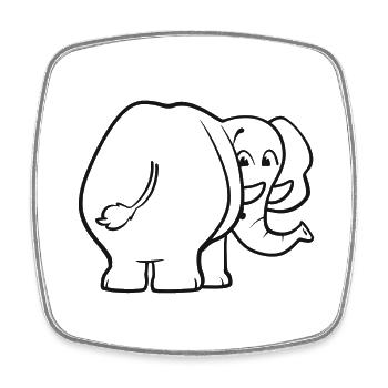Elephant from behind - surprised, frightened, oops - Square fridge magnet - white - Front