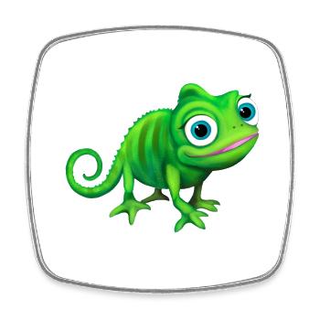 Chameleon green colorful and funny - Square fridge magnet - white - Front