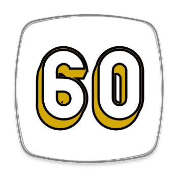 60 JAHRE. 60-JÄHRIGES JUBILÄUM. GEBURTSTAG 60 JAHRE. 60 - Viereckiger Kühlschrankmagnet - Weiß - Vorne