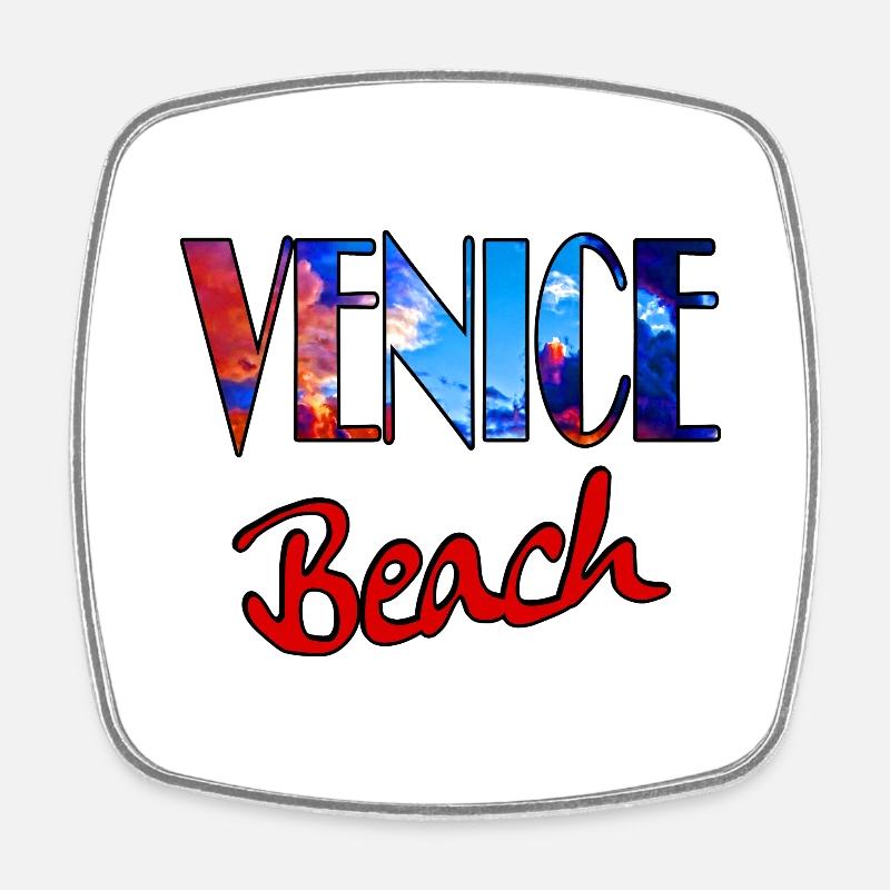 Sunset Beach Vibes - Viereckiger Kühlschrankmagnet - Weiß