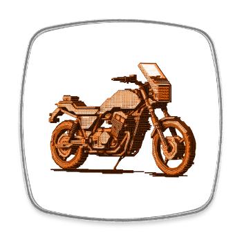 Motorrad in einer schönen Retro 8 Bit Vektorgrafik - Viereckiger Kühlschrankmagnet - Weiß - Vorne