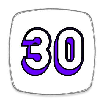 30 ANS. 30. 30e ANNIVERSAIRE. ANNIVERSAIRE 30 ANS - Magnet carré - blanc - Devant