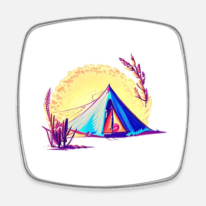 Camping Campervan Camping Caravan Camp Gift - Square fridge magnet - white