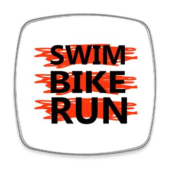 Triathlon Natation Bike Run Marathon - Magnet carré - blanc - Devant