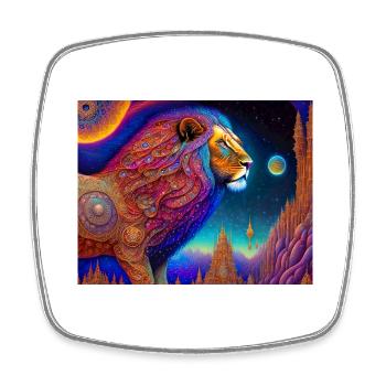 Lion - Square fridge magnet - white - Front