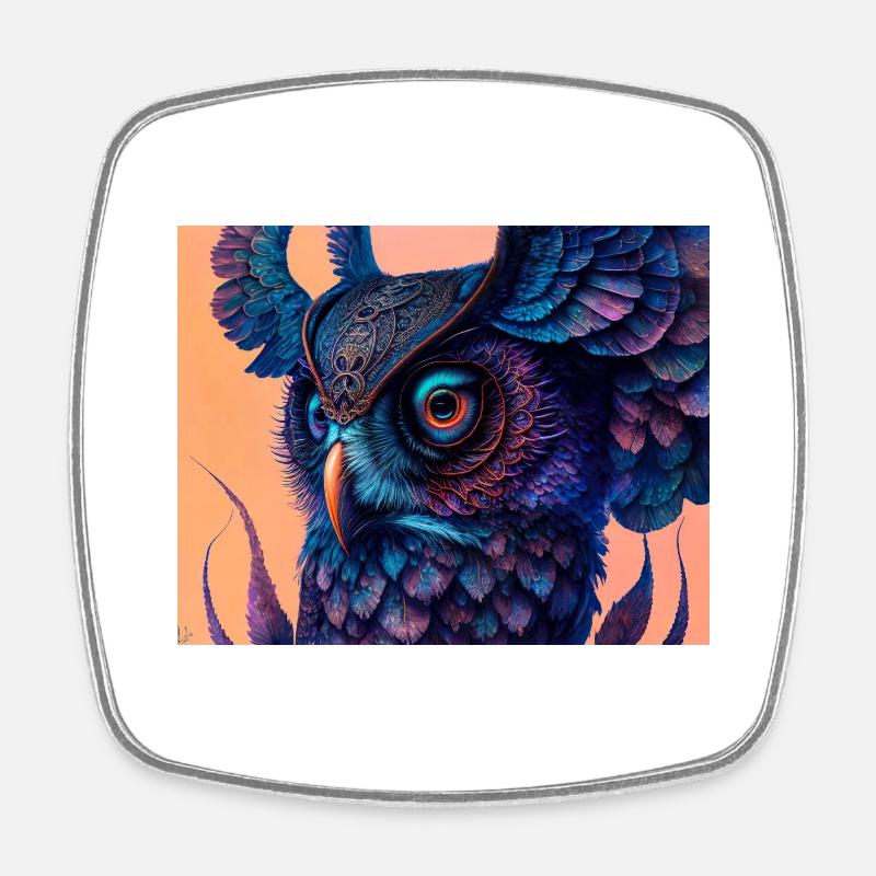 Owl - Square fridge magnet - white