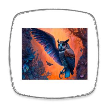 Eule - Viereckiger Kühlschrankmagnet - Weiß - Vorne