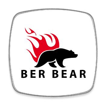 FlammenBär Schwarz-Rot - Viereckiger Kühlschrankmagnet - Weiß - Vorne