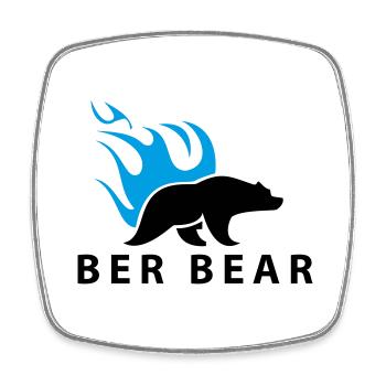 FlammenBär Schwarz-Blau - Viereckiger Kühlschrankmagnet - Weiß - Vorne