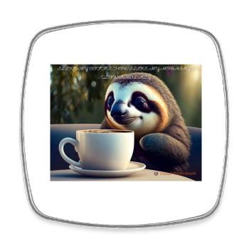 Caffeinated Sloth - Viereckiger Kühlschrankmagnet - Weiß - Vorne