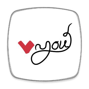 Heart you handwritten - Square fridge magnet - white - Front