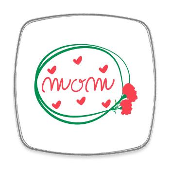MOM LETTERING WITH CARNATIONS - Square fridge magnet - white - Front