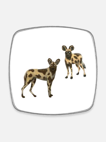 Wildhunde - Viereckiger Kühlschrankmagnet - Weiß