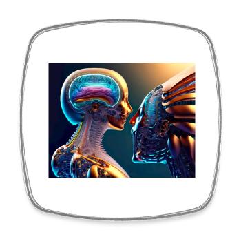 Biomechanischer Indianer - Viereckiger Kühlschrankmagnet - Weiß - Vorne