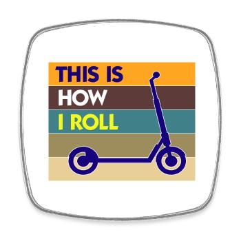 E-Scooter Roller Scooter - Viereckiger Kühlschrankmagnet - Weiß - Vorne
