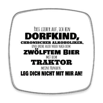 Dorfkind Traktor fahren - Viereckiger Kühlschrankmagnet - Weiß - Vorne