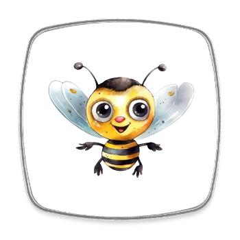 Bumblebee Watercolor Drawing - Square fridge magnet - white - Front