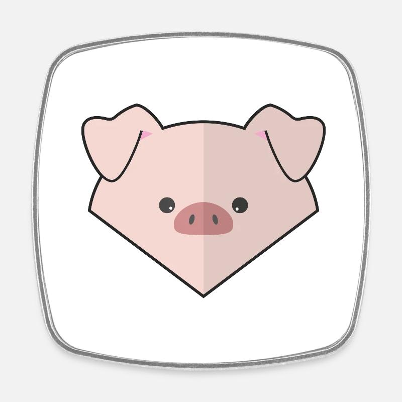 Mignon cochon simple - Magnet carré - blanc