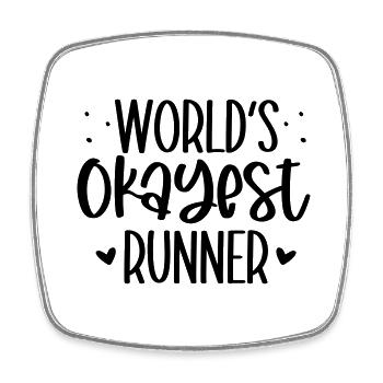 World's okayest runner - Square fridge magnet - white - Front