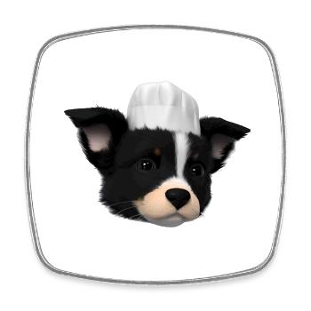 Chiens Cuisiniers Border Collie Chapeau de chef Amoureux des chiens - Magnet carré - blanc - Devant