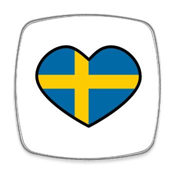 Schwedisches Herz - Viereckiger Kühlschrankmagnet - Weiß - Vorne