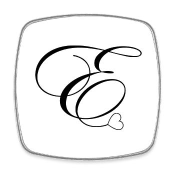Letter e calligraphy heart - Square fridge magnet - white - Front