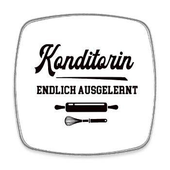 Konditorin Ausbildung Bestanden Konditor Azubine - Viereckiger Kühlschrankmagnet - Weiß - Vorne