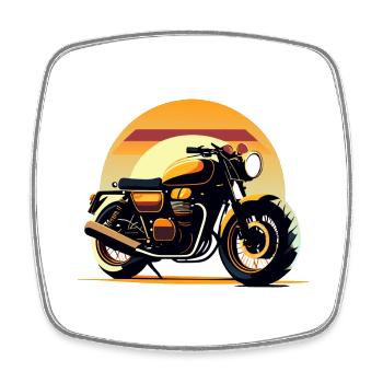 Moto au coucher du soleil - Magnet carré - blanc - Devant