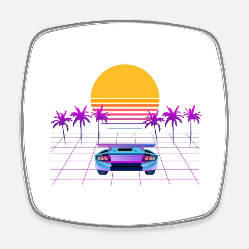80s Design - Square fridge magnet - white