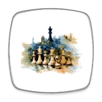 Oil on chess canvas - Square fridge magnet - white - Front