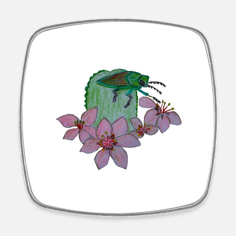 Jewel bug - Square fridge magnet - white