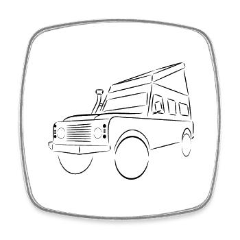 Defender mit Hubdach - Viereckiger Kühlschrankmagnet - Weiß - Vorne
