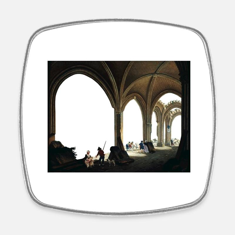 art painting - Square fridge magnet - white