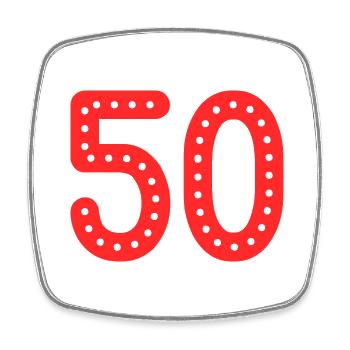 50. 50 JAHRE. 50-JÄHRIGES JUBILÄUM. 50-JÄHRIGES JUBILÄUM. - Viereckiger Kühlschrankmagnet - Weiß - Vorne