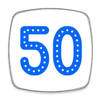 50. 50 JAHRE. 50-JÄHRIGES JUBILÄUM. 50-JÄHRIGES JUBILÄUM. - Viereckiger Kühlschrankmagnet - Weiß - Vorne