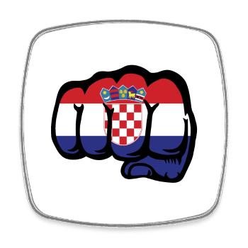 Kroatien Flagge Hand Faust - Viereckiger Kühlschrankmagnet - Weiß - Vorne