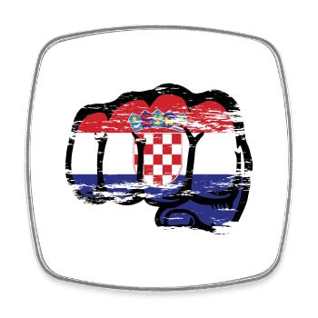 Kroatien Flagge Hand Faust used - Viereckiger Kühlschrankmagnet - Weiß - Vorne