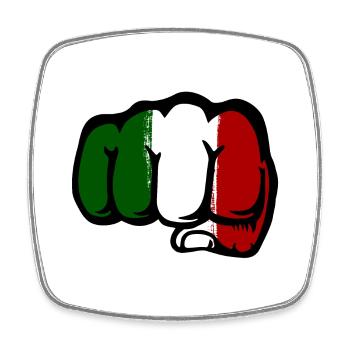 Drapeau de l’Italie main poing - Magnet carré - blanc - Devant