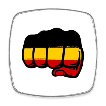 Drapeau de l’Allemagne main poing - Magnet carré - blanc - Devant