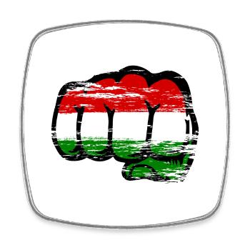 Drapeau de la Hongrie poing utilisé - Magnet carré - blanc - Devant