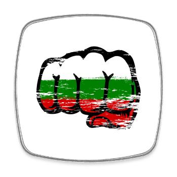 Drapeau de la Bulgarie Main Poing Utilisé - Magnet carré - blanc - Devant