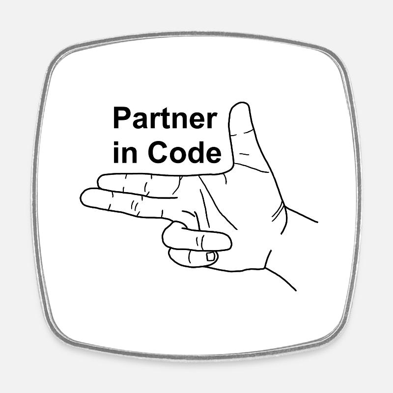 Partner in Code - Viereckiger Kühlschrankmagnet - Weiß