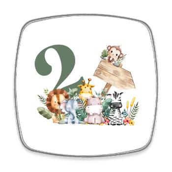 2nd Birthday Personalized Safari - Square fridge magnet - white - Front