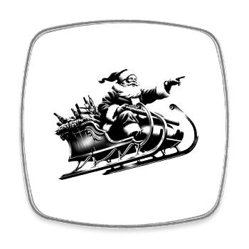 Weihnachtsmann schlittert durch die Lüfte - Viereckiger Kühlschrankmagnet - Weiß - Vorne