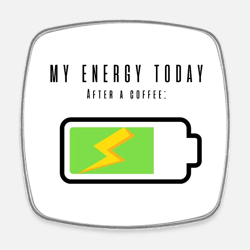 Batterie rechargeable avec café | Amateurs de café - Magnet carré - blanc